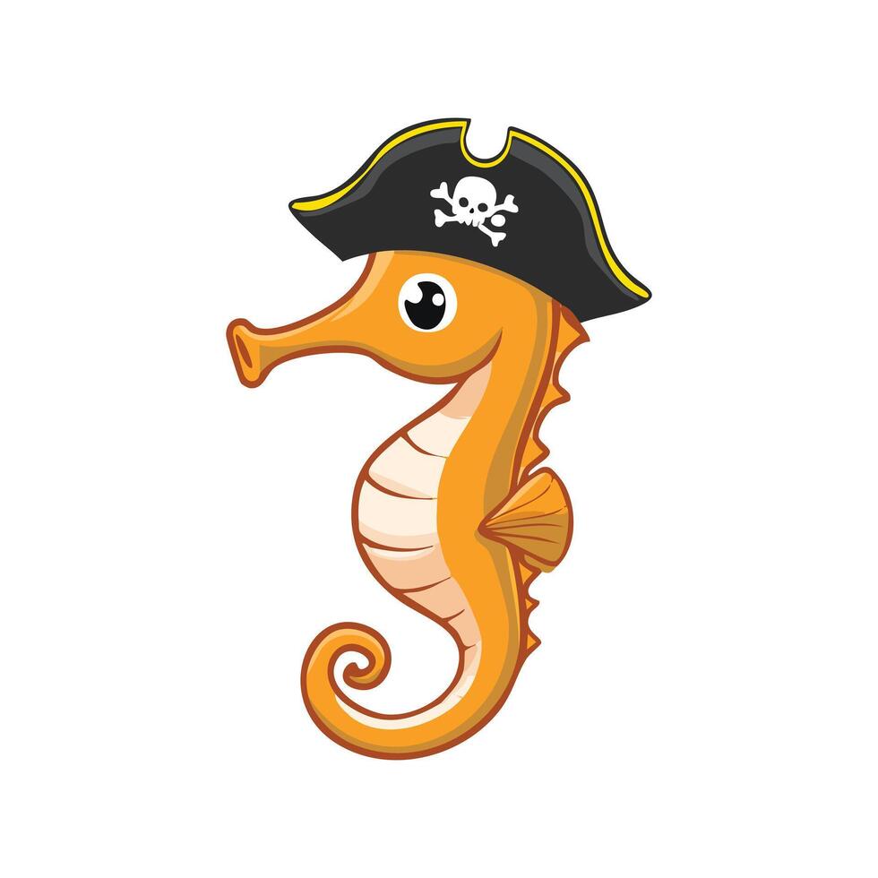 Cute Seahorse with Pirate Hat vector