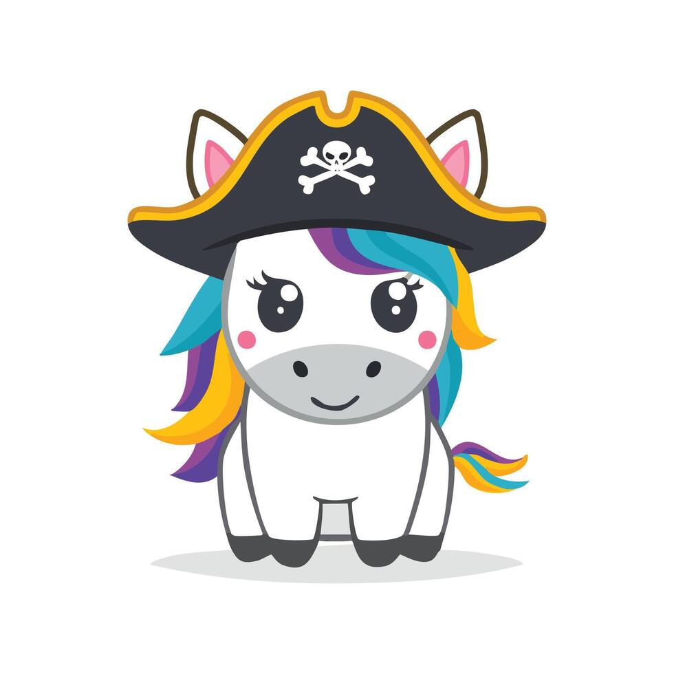 Cute Unicorn with Pirate Hat vector