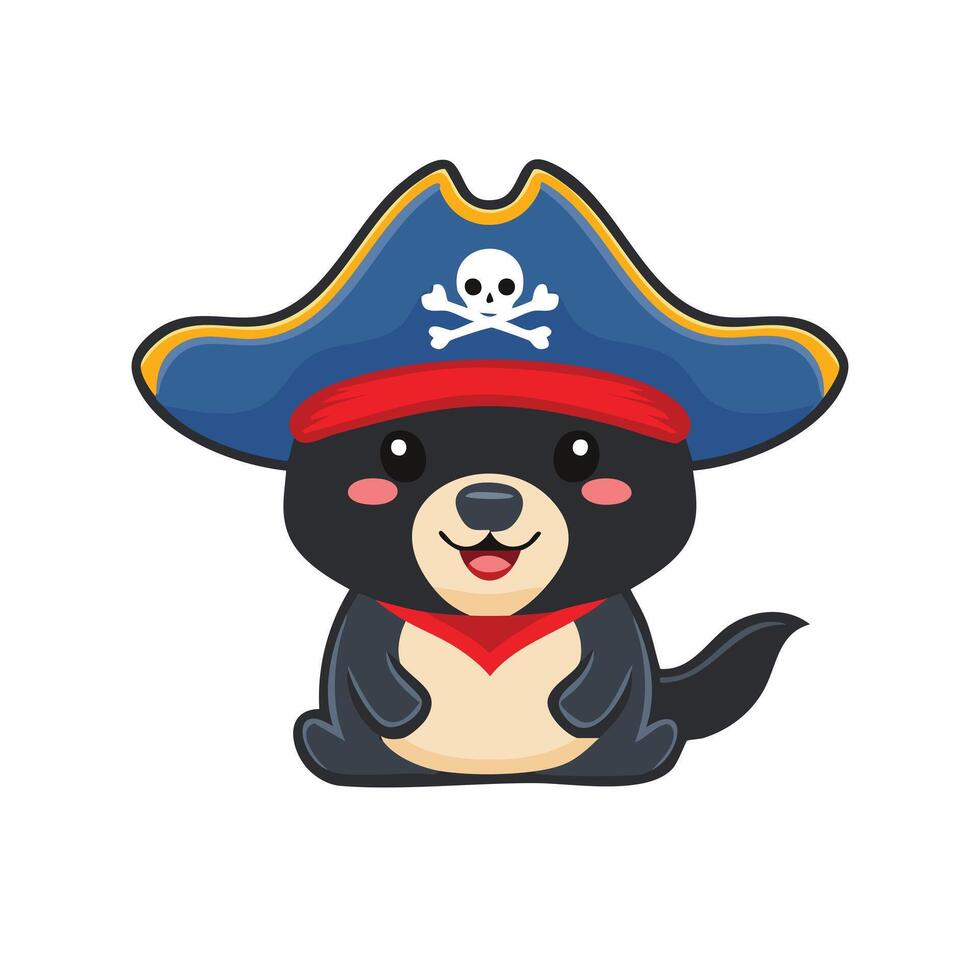 Cute Tasmanian Devil with Pirate Hat vector