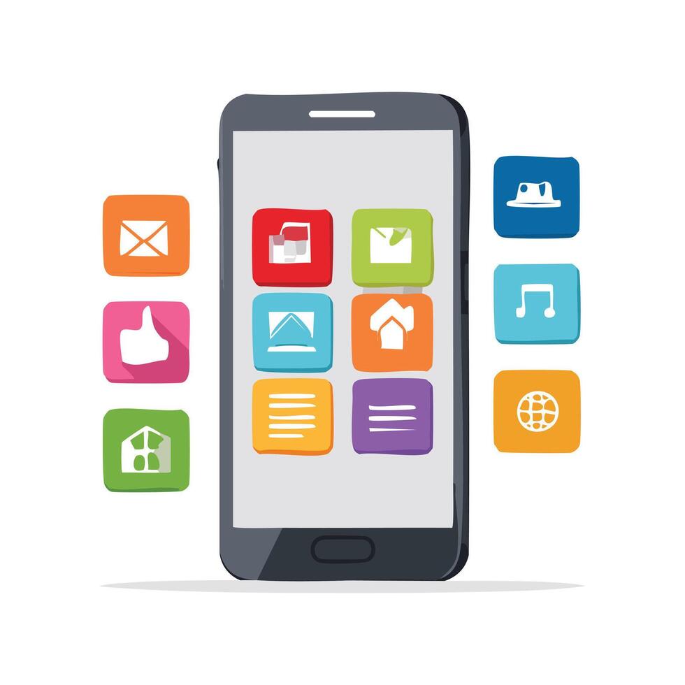Smartphone with cascading apps vector