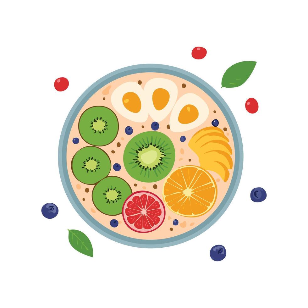 Smoothie bowl topped vector
