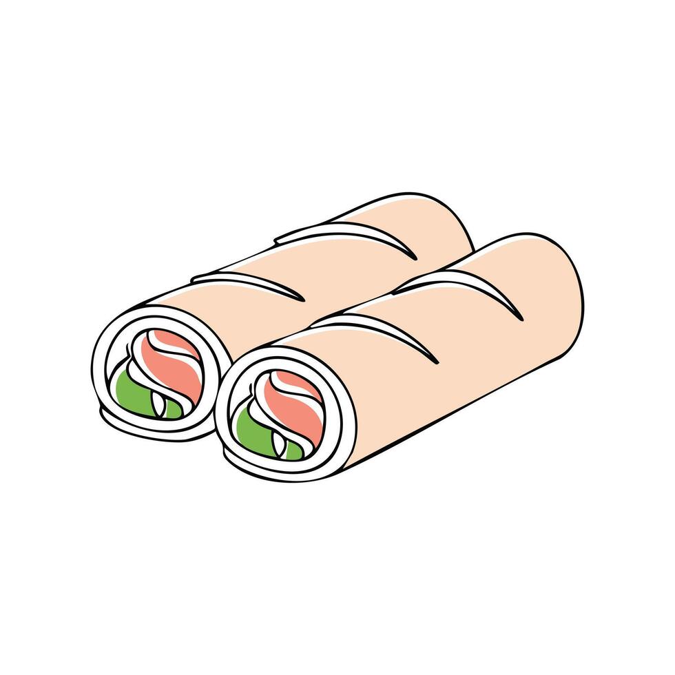 Spring rolls lined vector