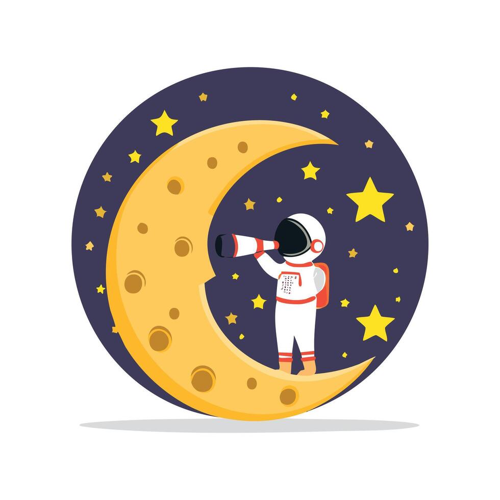 Star gazer with moon pal vector