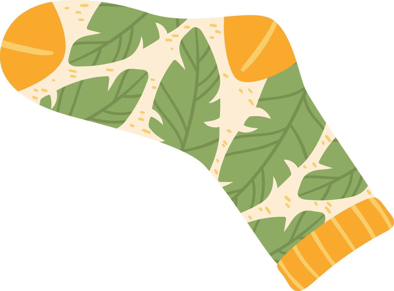 Comfortable sock featuring a vibrant tropical leaf design, evoking a sense of summer, warmth, and relaxation, perfect for adding a touch of nature to everyday style vector