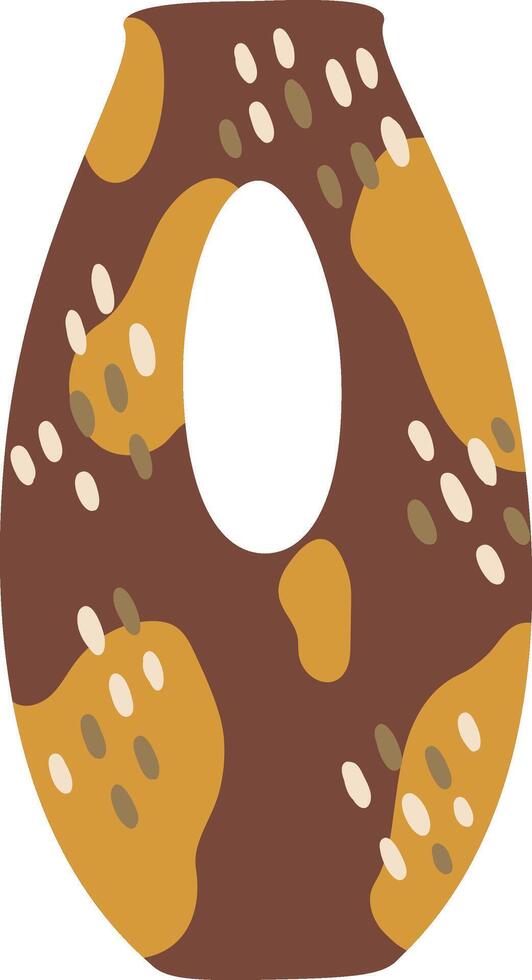 Brown and yellow ceramic vase with abstract pattern adding a touch of modern elegance to home decoration, perfect for creating a cozy and stylish atmosphere vector