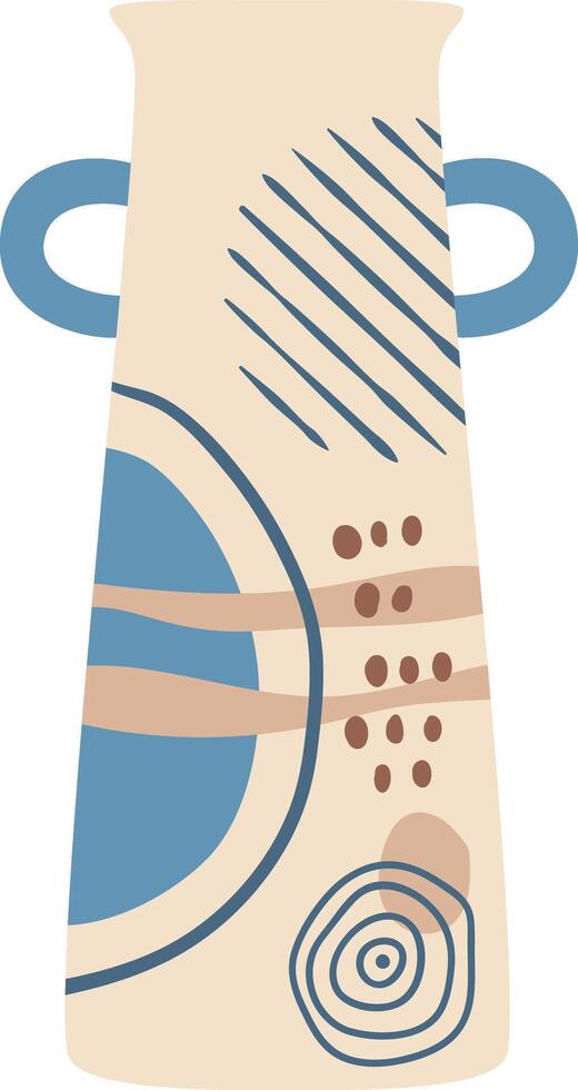 Modern minimalist vase featuring abstract decorations in soothing blue and brown tones, enhancing any home decor with a stylish and elegant touch. Perfect for interior design accents vector