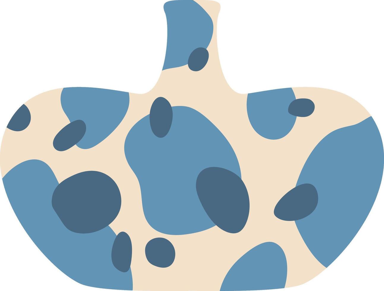 Contemporary ceramic vase with blue irregular spots and shapes on a beige background, adding a touch of artistic elegance to interior design vector
