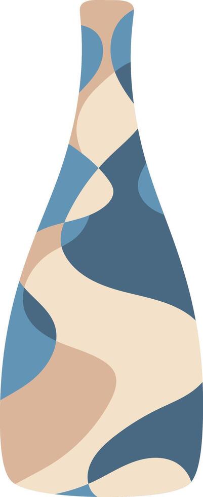 Stylish ceramic vase with an abstract blue and beige pattern adds a touch of modern art to home decor, creating a unique and visually appealing centerpiece vector
