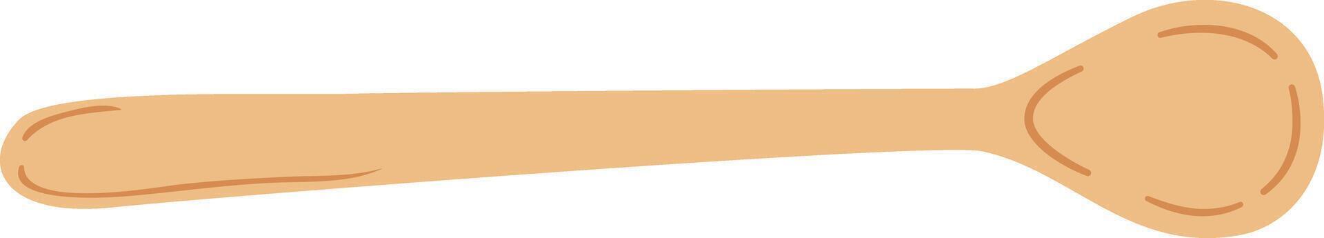 Light brown wooden spoon resting horizontally on a clean white background, serving as a versatile kitchen utensil for mixing, cooking, and serving various meals vector