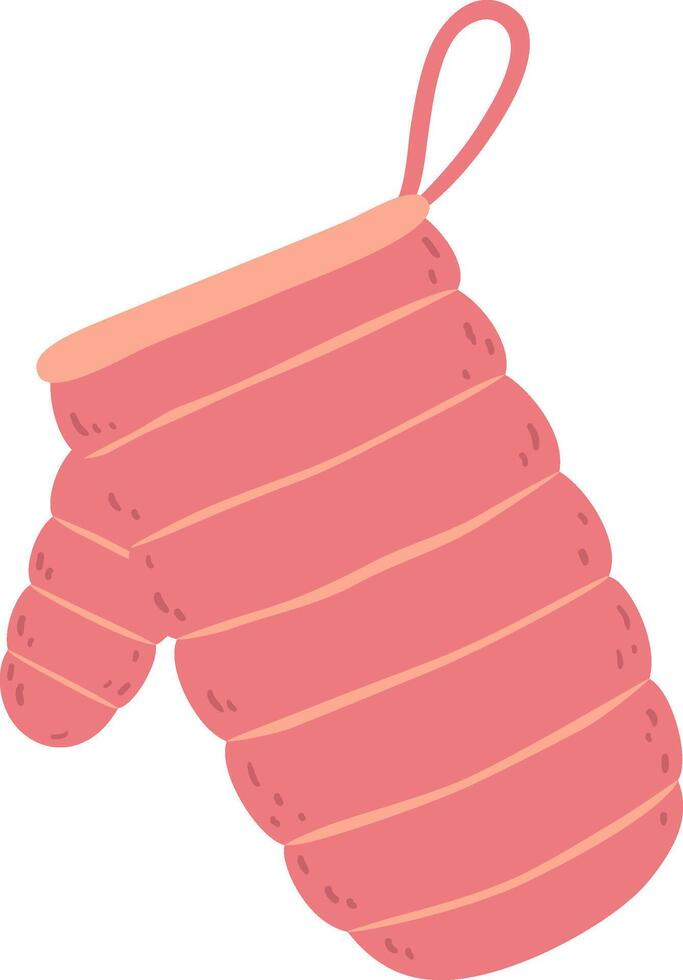 Pink oven mitt hangs, ready to protect hands from burns while handling hot cookware in the kitchen, ensuring safe and comfortable cooking vector