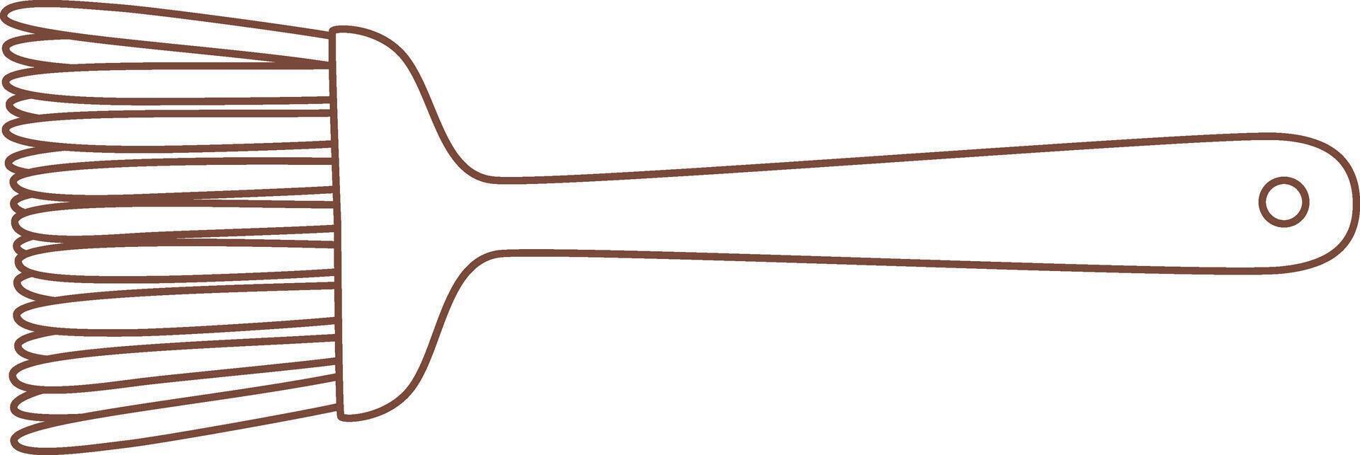 Brown silicone pastry brush spreading oil across a baking pan, creating a smooth layer for culinary delights. Simple illustration set against a clean white background vector