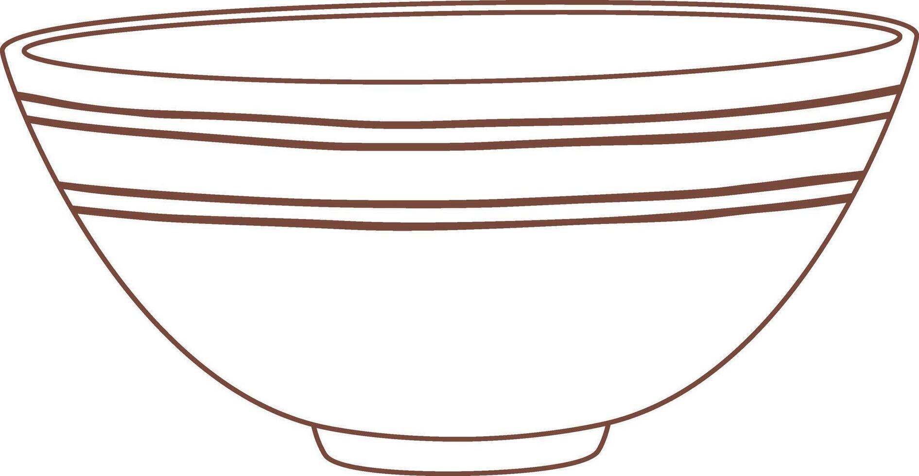 Hand drawn illustration of an empty bowl featuring brown stripes, embodying a minimalist design aesthetic suitable for various culinary or artistic contexts vector