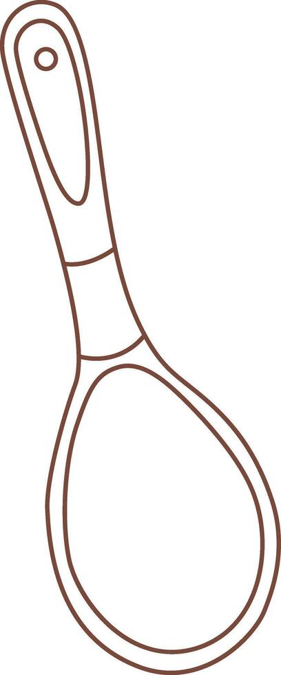 Simple brown line drawing depicting a wooden spoon featuring a hole for hanging, perfect for illustrating cooking, kitchen utensils, and various culinary themes in a minimalist style vector