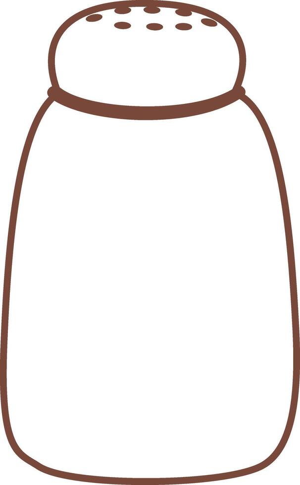 Featuring a simple brown line drawing of a salt shaker with a perforated lid, ready for seasoning dishes and enhancing the flavors of various culinary creations vector