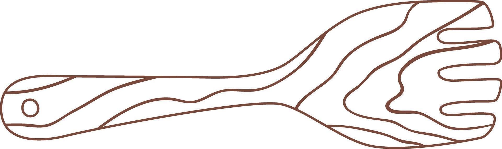 Simple line drawing featuring a wooden kitchen utensil, showcasing a detailed wood grain pattern. Set against a clean white background, emphasizing the minimalist design and natural texture vector