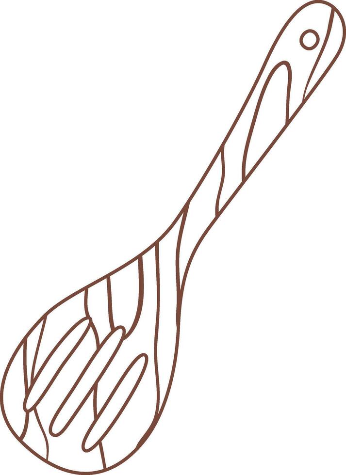 Simple illustration featuring a wooden spoon adorned with stripes, embodying themes of cooking and serving food, ideal for kitchen utensils and culinary designs vector