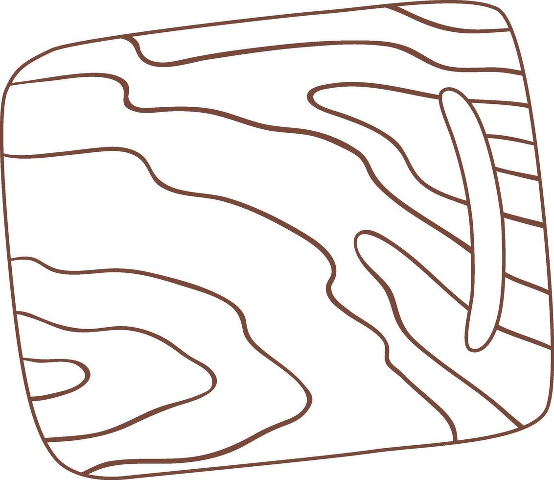 Simple line drawing of a wooden cutting board with handle, showcasing the natural wood grain pattern, ideal for kitchen and cooking related designs vector