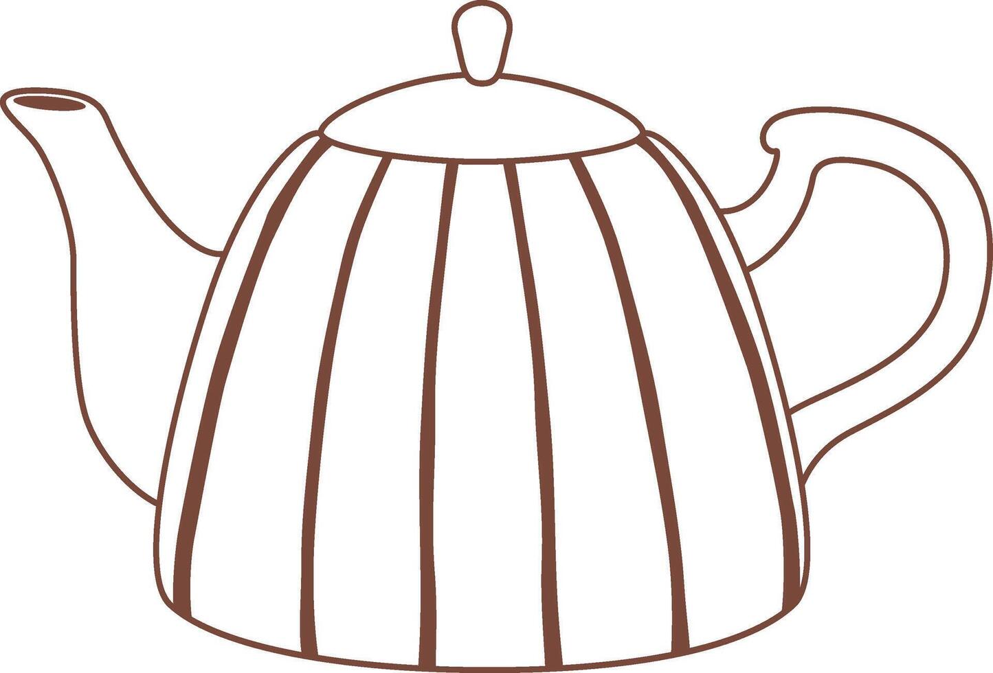 Brown striped teapot pouring a fragrant herbal tea infusion, creating a perfect atmosphere for relaxation and enjoyment during breakfast, afternoon breaks, or cozy teatime moments vector