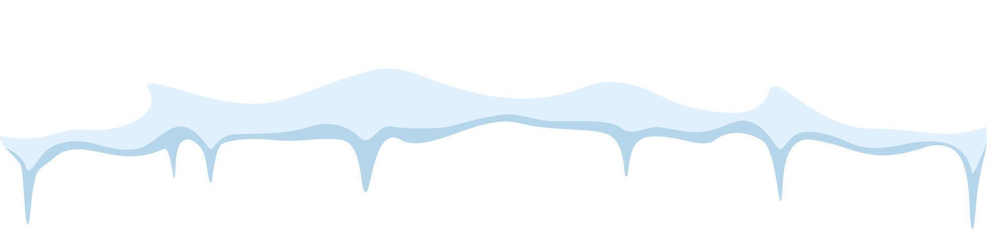 Snow accumulating on a surface forms delicate icicles, crafting a serene winter scene against a pristine white backdrop, evoking the beauty of the cold season vector