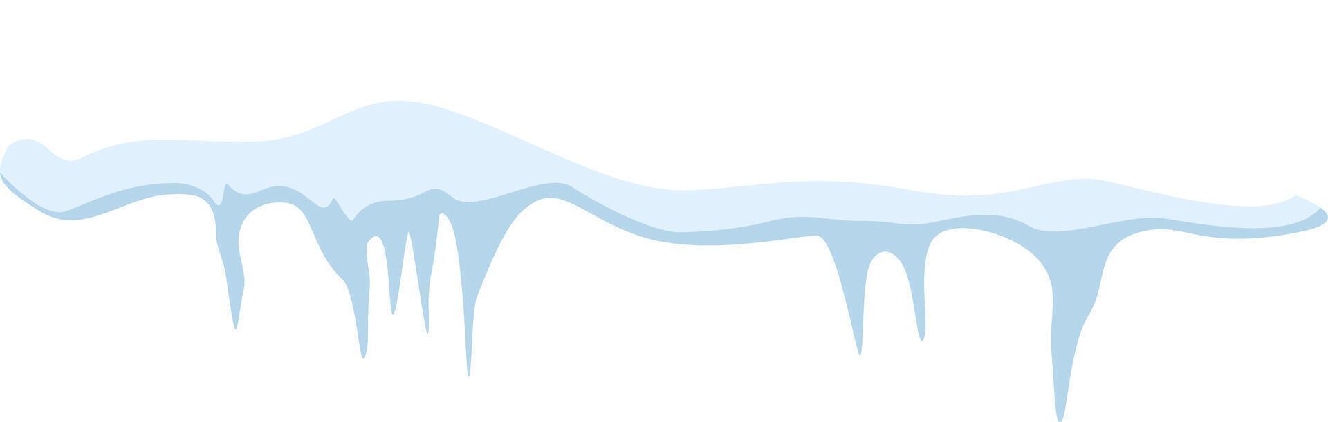 Snowdrift featuring hanging icicles isolated on a pristine white background, creating a picturesque winter wonderland scene ideal for Christmas and holiday themed designs vector