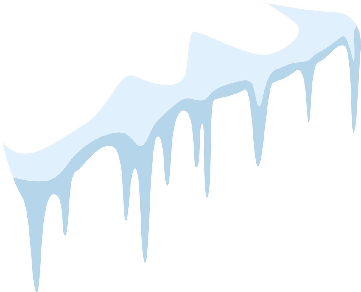 Snow melting and forming icicles hanging from the roof, creating a winter scene with potential hazards, but also a beautiful natural display of ice formation vector
