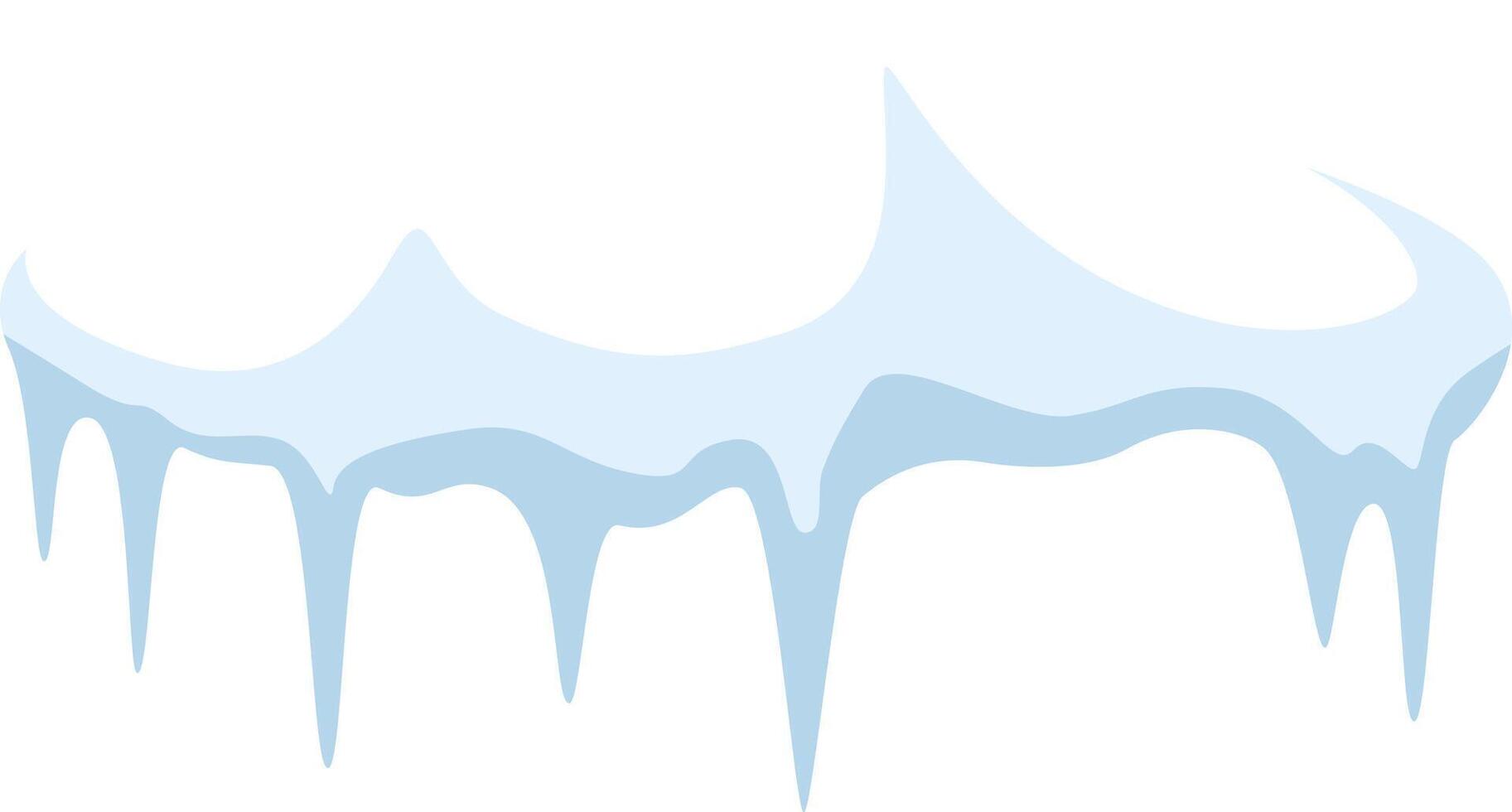 Melting snowdrift creating delicate icicles against a bright white background, offering a perfect visual for winter and Christmas themed projects and designs vector
