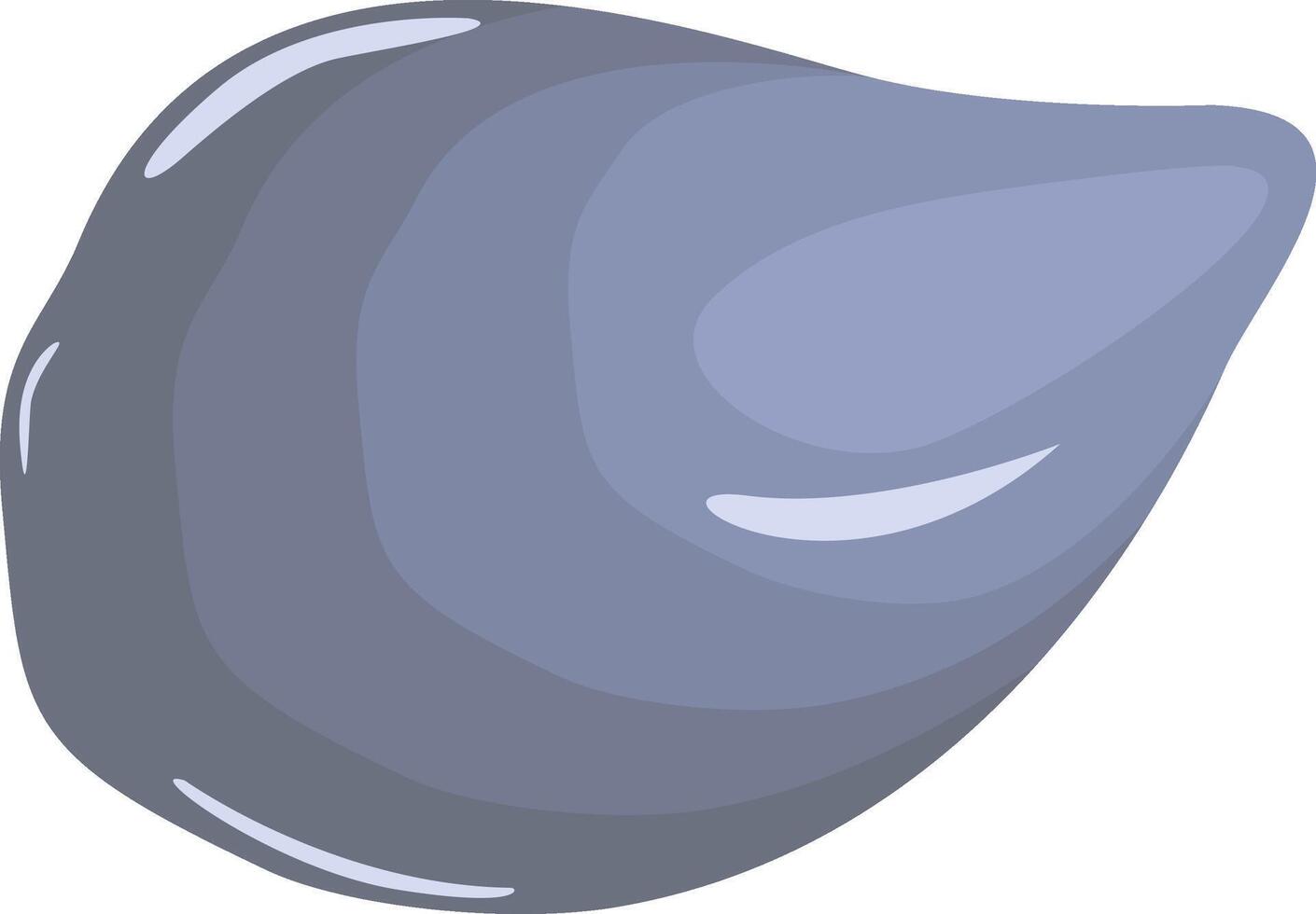 Cartoon illustration featuring a closed mussel shell, resting in isolation against a clean white background, embodying themes of seafood, marine life, and healthy eating practices vector