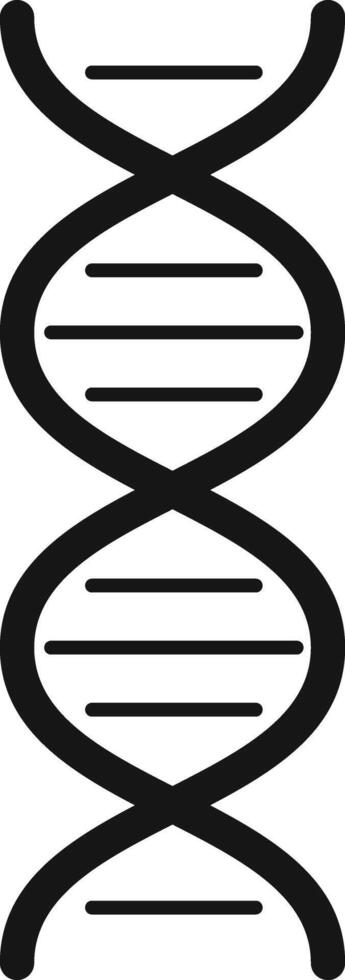 Simple black and white dna helix icon representing genetic code, genome sequencing, and biological inheritance, ideal for scientific or medical publications vector
