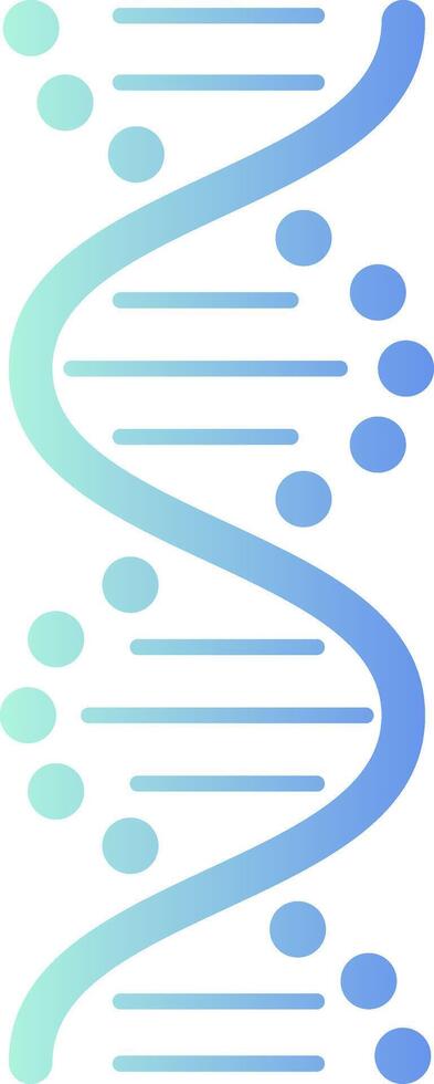 Blue and green gradient DNA double helix featuring dots representing advancements in genetic research, genome sequencing, and the field of biotechnology vector