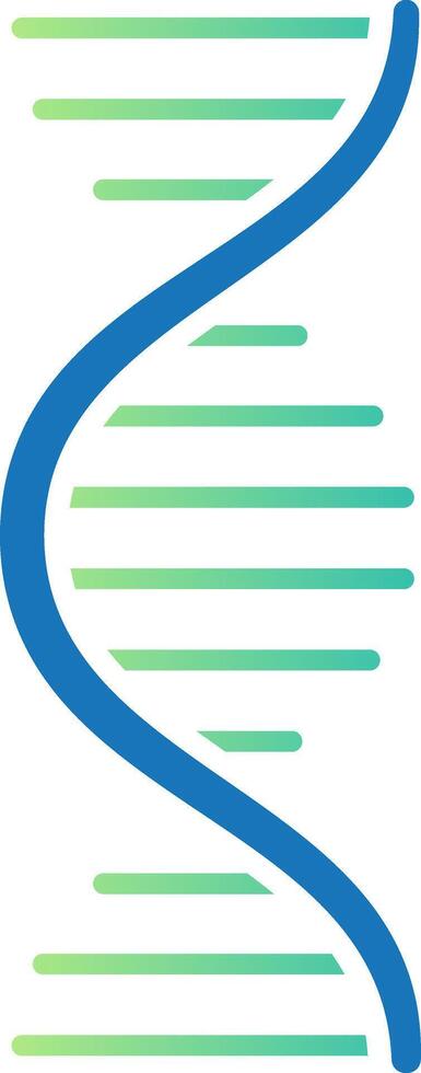 DNA double helix rotating on white background with blue and green gradient representing biotechnology, genetic engineering, and medical research vector
