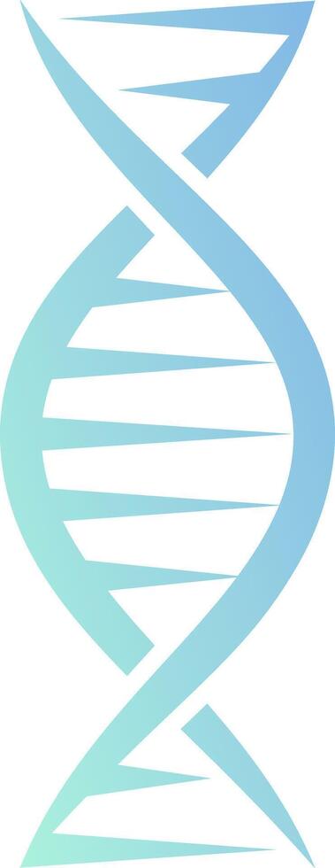 Stylized DNA double helix rotating gracefully with a blue and green gradient on a clean white background, symbolizing the intricate connections of genetics, medicine, and biology vector