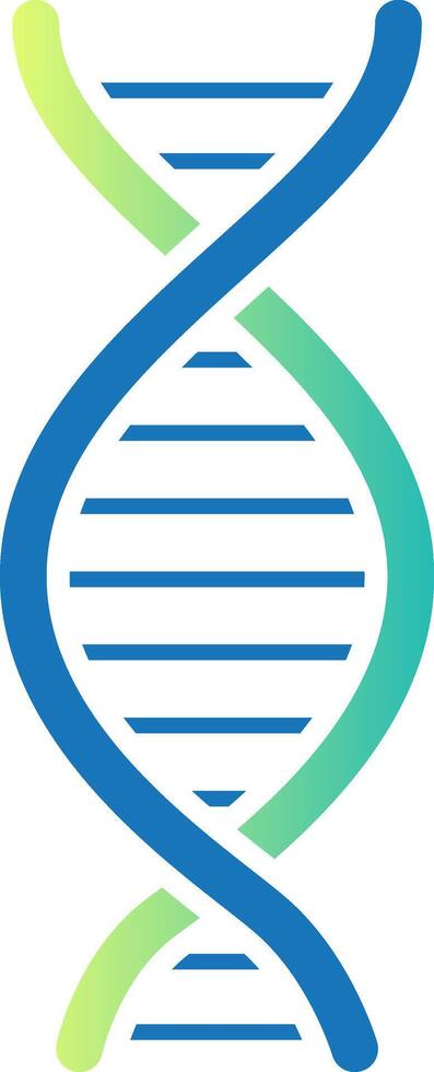 Stylized representation of a DNA double helix, featuring a blue and green gradient, symbolizing the complex structure of genetic code and its role in heredity and biological processes vector