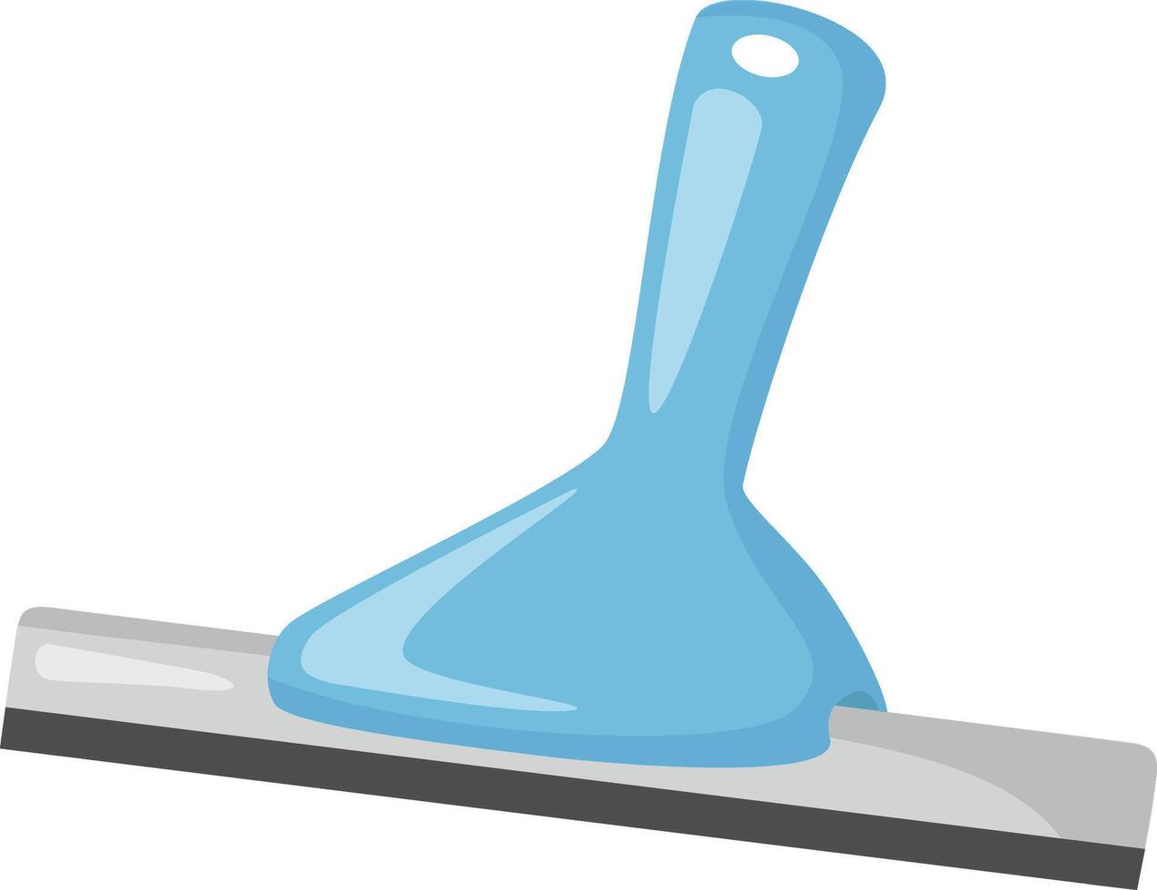 Cartoon illustration featuring a light blue squeegee designed for cleaning windows and various surfaces, showcasing a comfortable handle and a flexible rubber blade for effective use vector