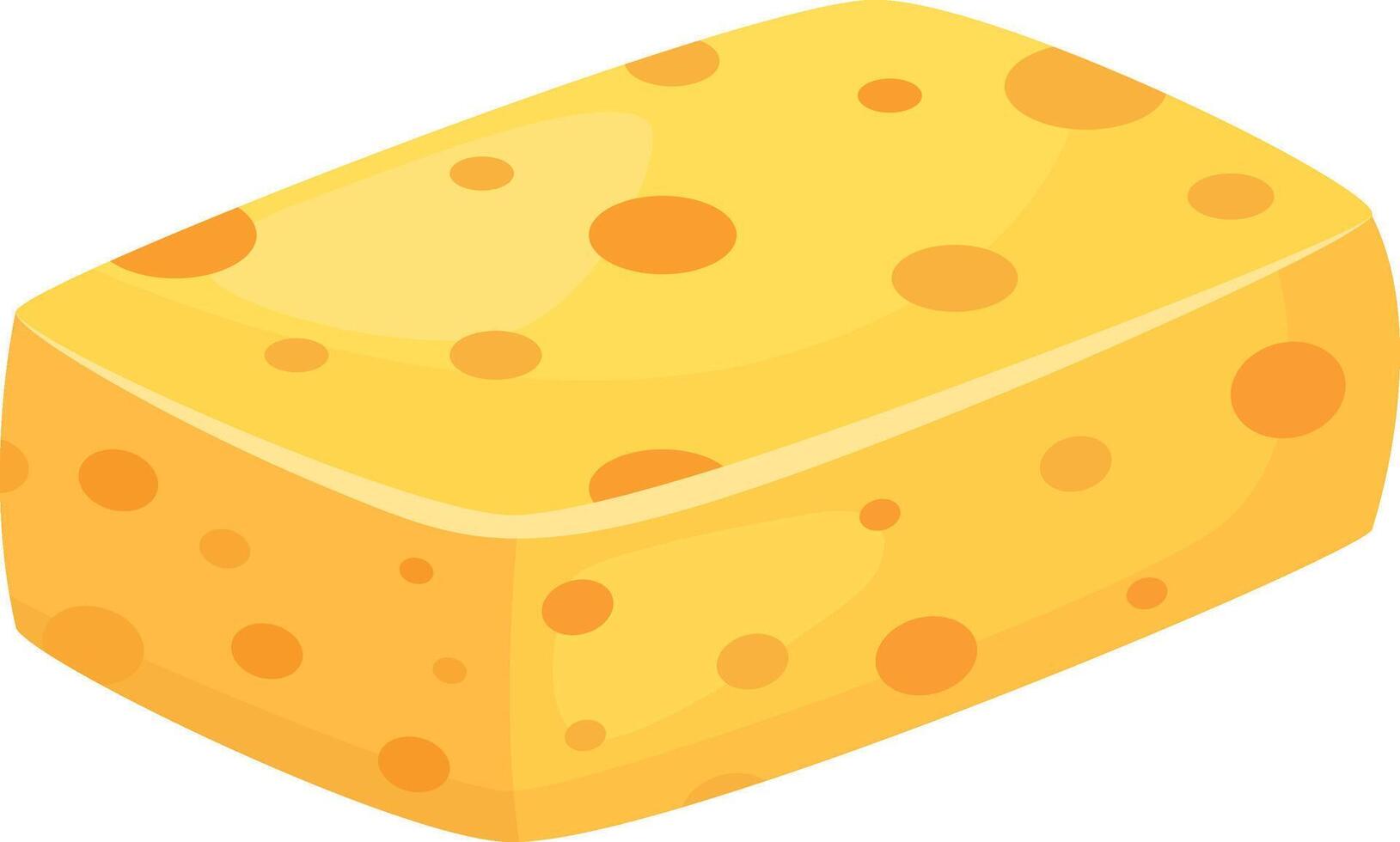 Block of tasty yellow cheese with many holes isolated on white background representing a healthy and nutritious dairy product, ideal for cooking and snacking vector