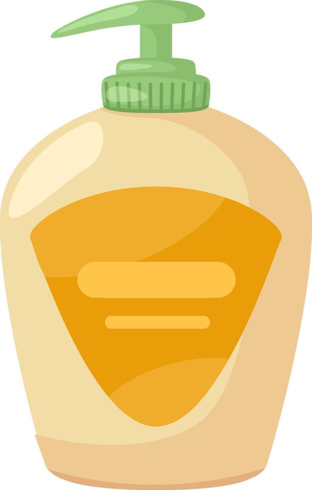 Illustration featuring a plastic container with a green pump dispenser, holding liquid soap designed for hand washing and promoting personal hygiene in everyday life vector