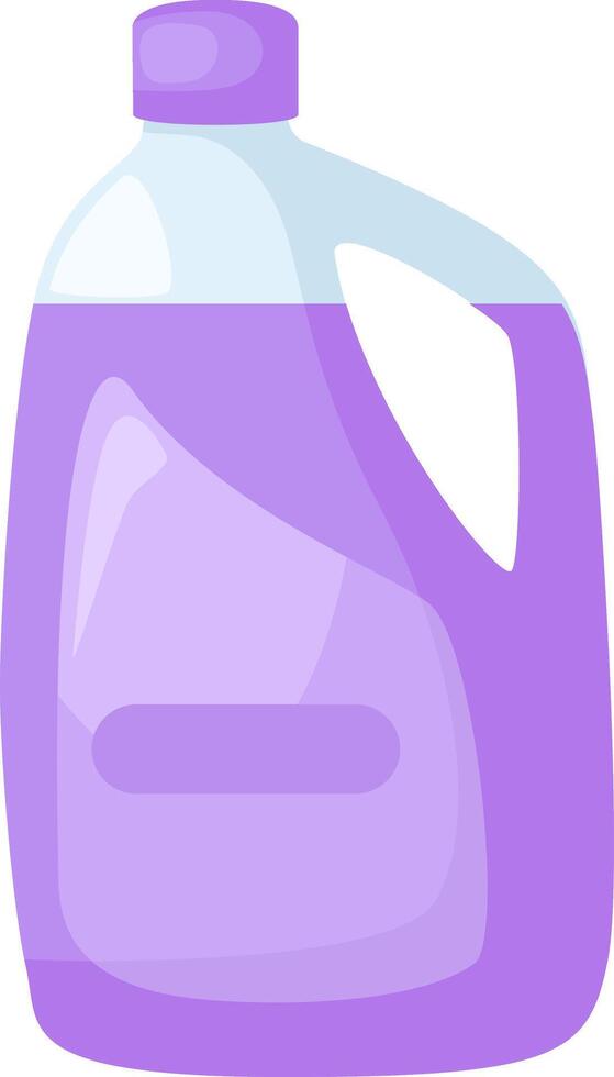 Large purple detergent bottle with blank label and handle, perfect for laundry or cleaning, promoting cleanliness and freshness in household chores vector