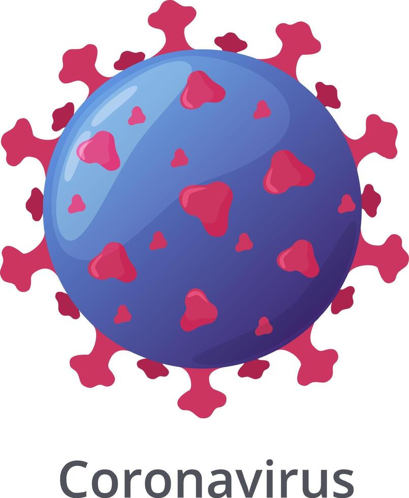 Illustrating the coronavirus particle responsible for the COVID 19 pandemic, featuring a blue sphere with pink spikes, set against a clean white background vector