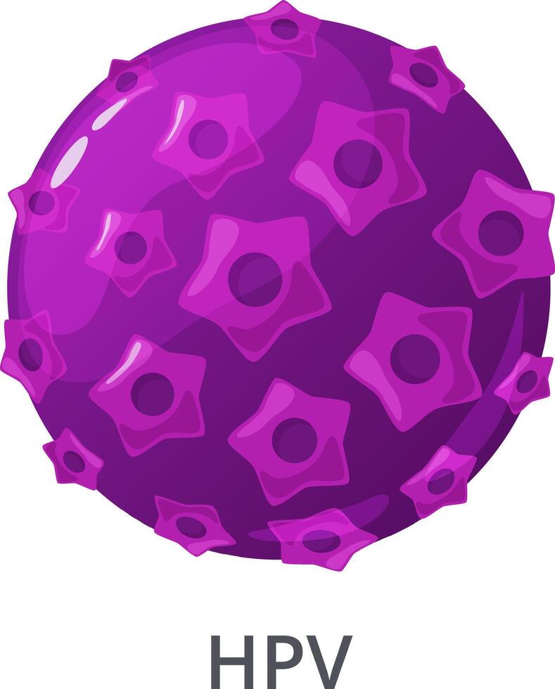 Rotating 3D model of human papillomavirus on a white background, illustrating a virus responsible for causing genital warts and increasing the risk of cancer and infections vector