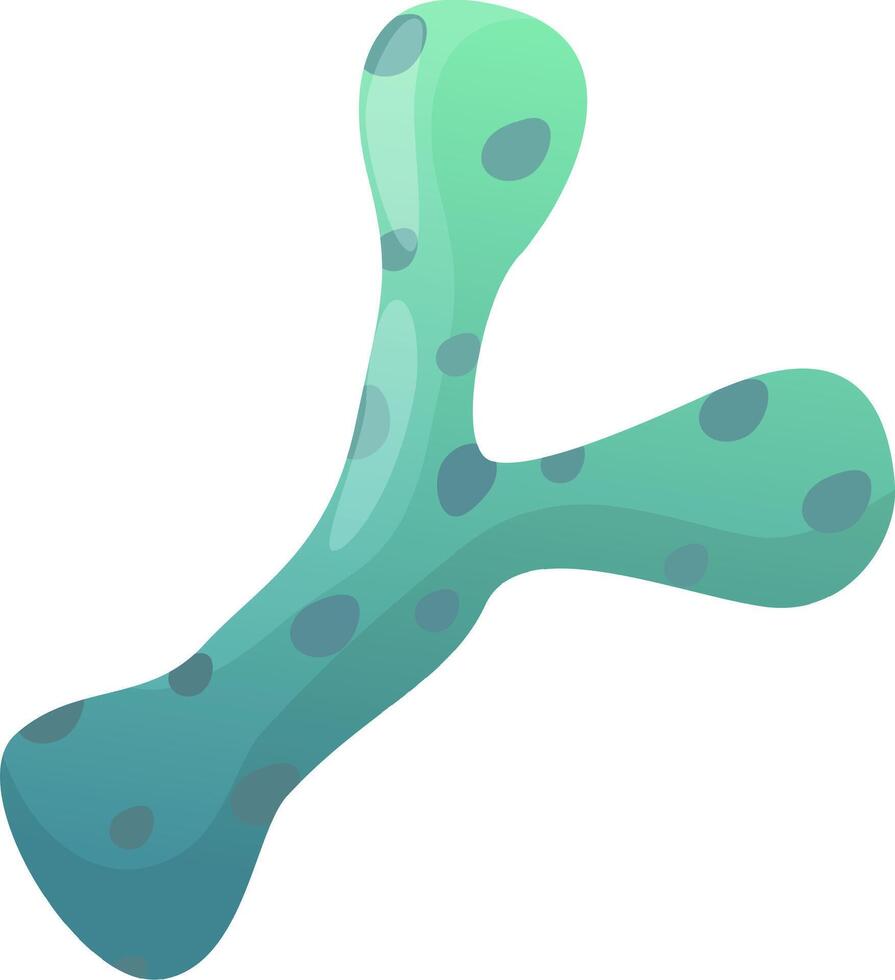 Microscopic view of a green microorganism with dark spots growing and dividing, possibly a type of bacteria or fungus, in a scientific or medical context vector