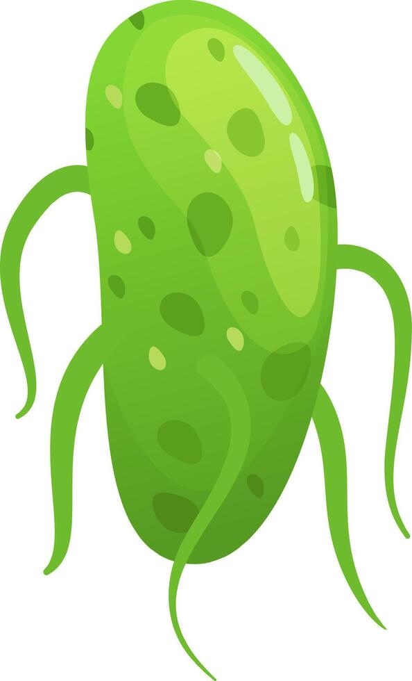Green microorganism with long legs moving and generating infection, ideal for educational and scientific projects related to biology, microbiology, diseases and health vector