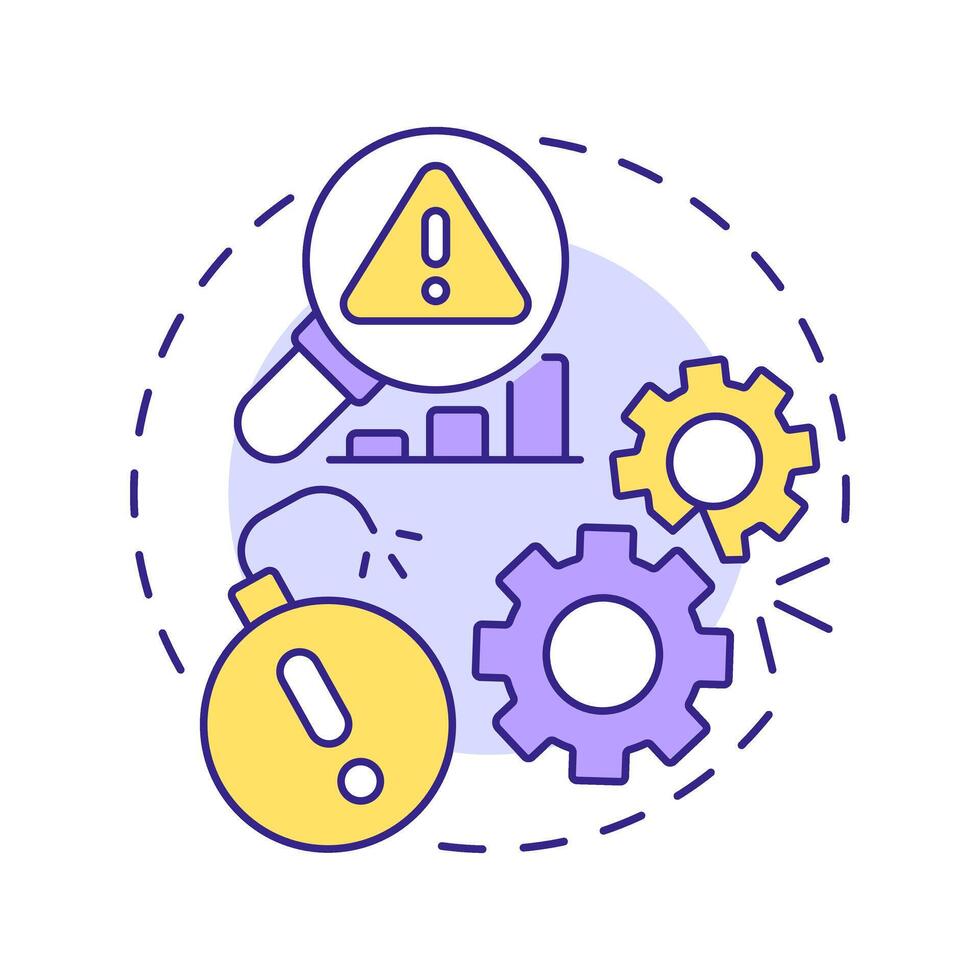 Threats multi color concept icon. Potential commercial company damage. SWOT analysis in business planning. Round shape line illustration. Abstract idea. Graphic design. Easy to use in brochure vector