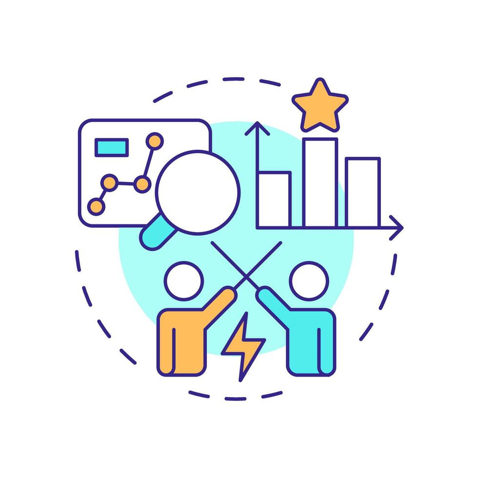 Competitive rivals multi color concept icon. Intensity of competition within industry. Porter 5 forces. Round shape line illustration. Abstract idea. Graphic design. Easy to use in brochure vector