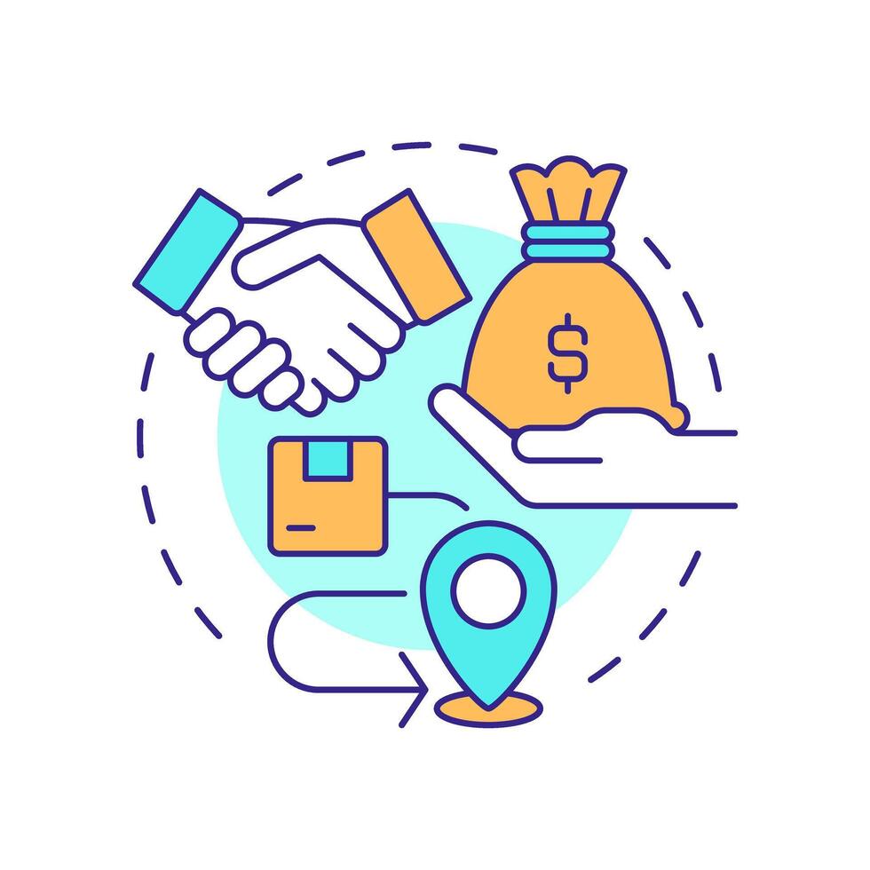 Supplier power multi color concept icon. Influence price and terms of services providing. Porter 5 forces. Round shape line illustration. Abstract idea. Graphic design. Easy to use in brochure vector