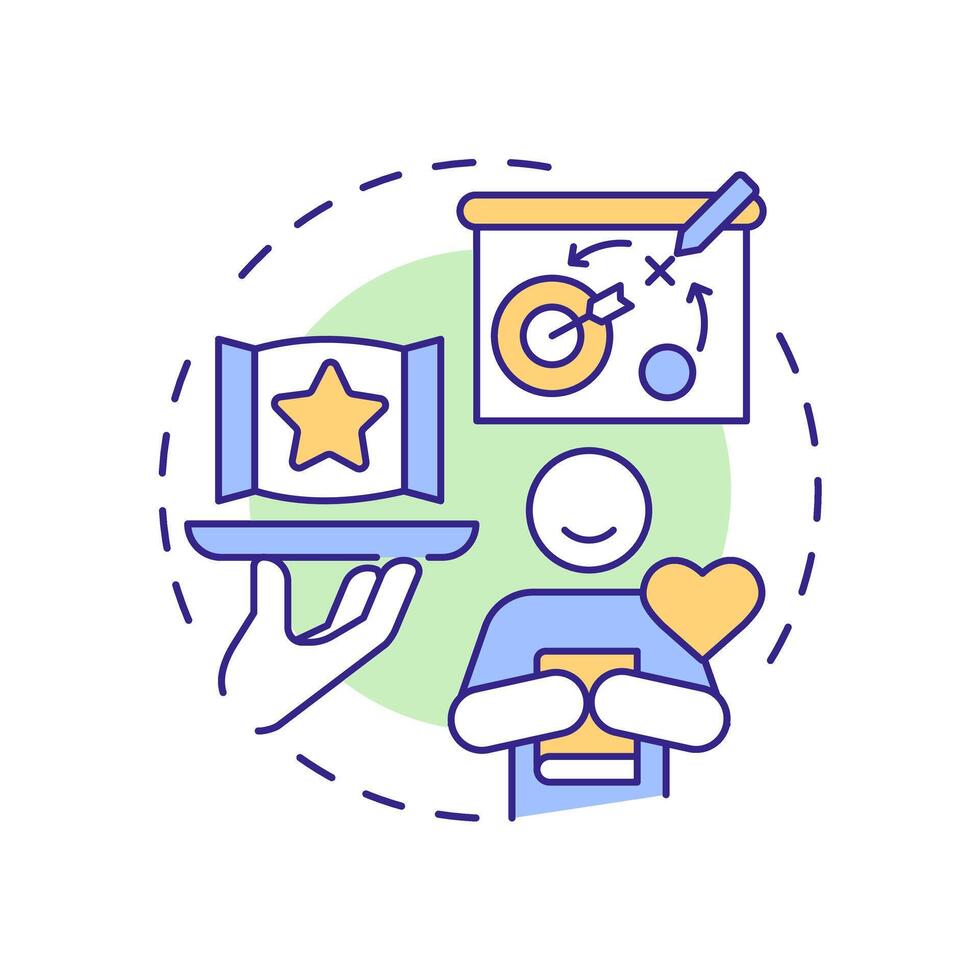 Defensive strategy multi color concept icon. Offering high quality products. Competitive business management. Round shape line illustration. Abstract idea. Graphic design. Easy to use in article vector