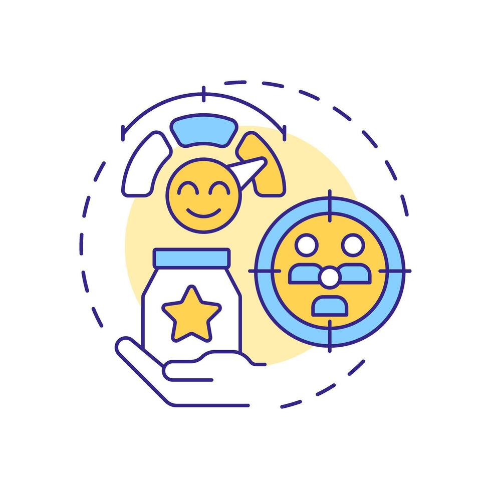 Differentiation focus multi color concept icon. Unique needs and preferences. Business competitive advantage. Round shape line illustration. Abstract idea. Graphic design. Easy to use in article vector