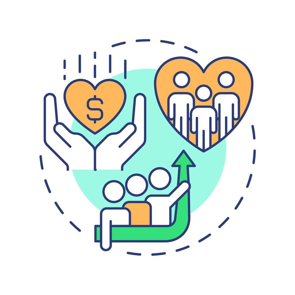 No poverty multi color concept icon. Social equality. Economic growth, finance. Round shape line illustration. Abstract idea. Graphic design. Easy to use in infographic, presentation vector