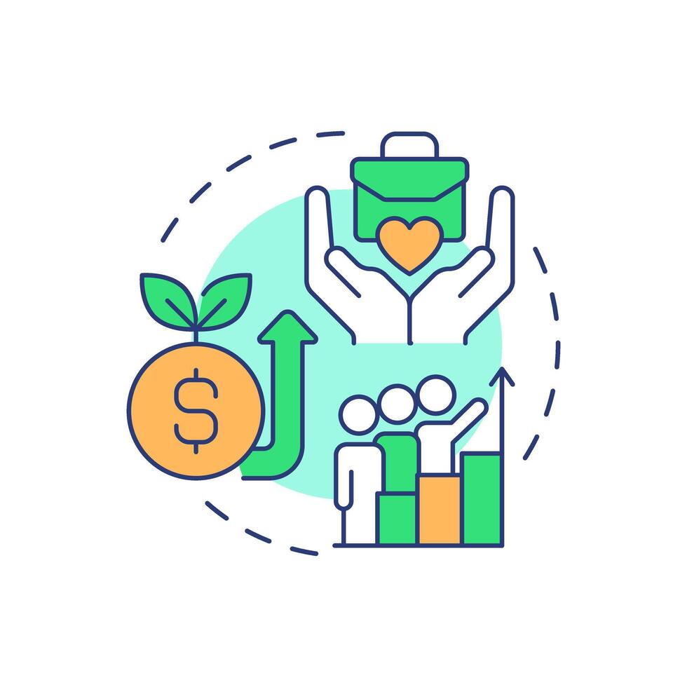 Decent work and economic growth multi color concept icon. Sustainable development. Round shape line illustration. Abstract idea. Graphic design. Easy to use in infographic, presentation vector