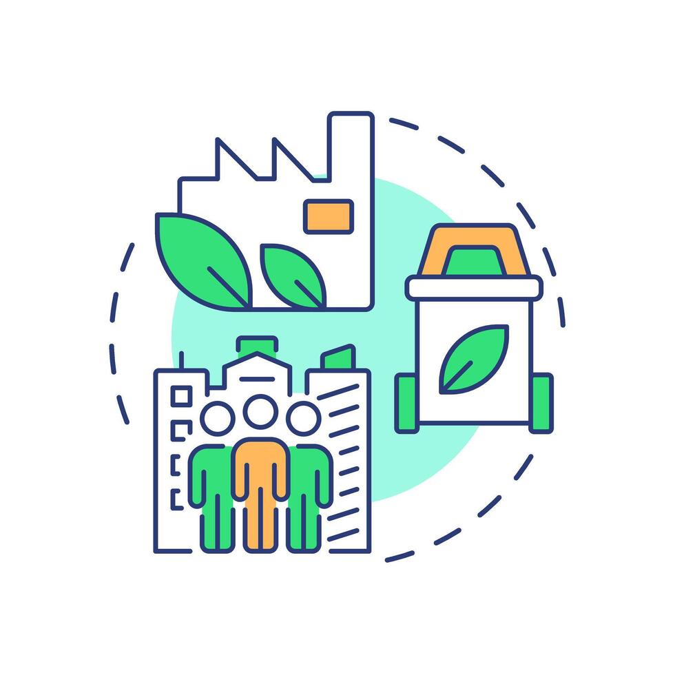 Sustainable cities and communities multi color concept icon. Green buildings, ecology. Round shape line illustration. Abstract idea. Graphic design. Easy to use in infographic, presentation vector