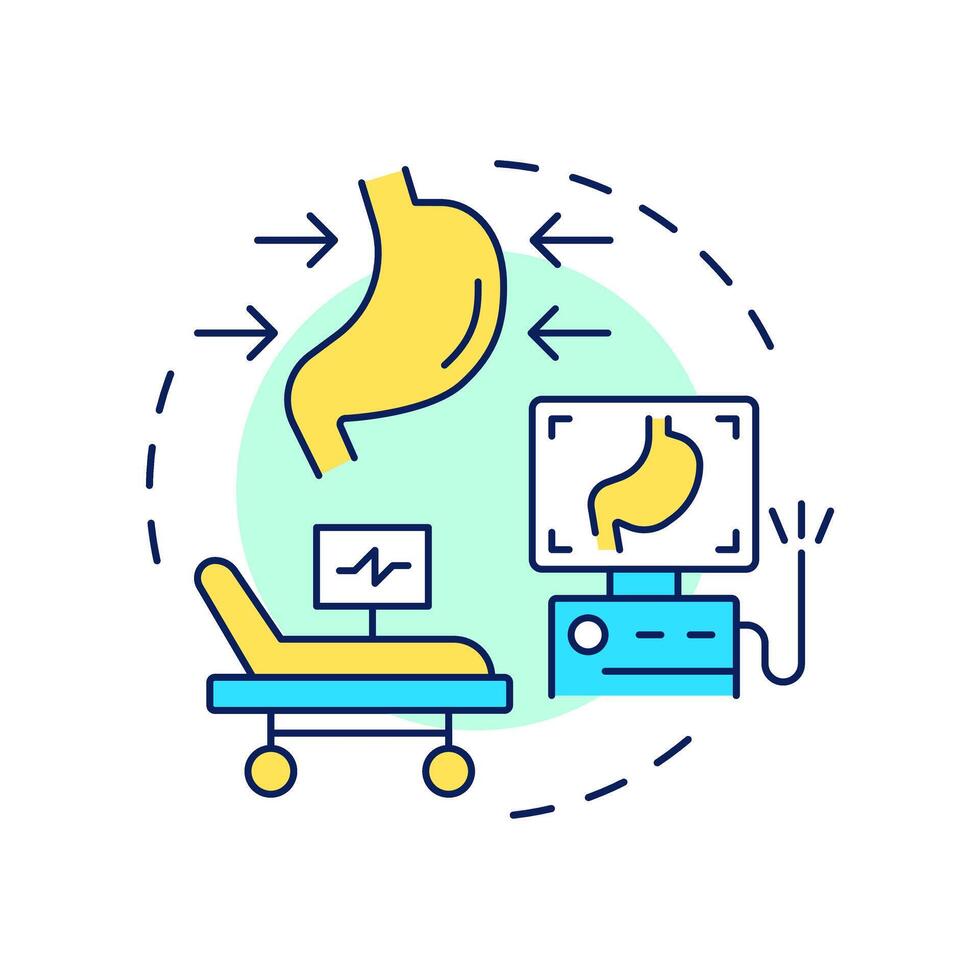 Endoscopic management multi color concept icon. Medical diagnostic, analysis. Treatment, therapy. Round shape line illustration. Abstract idea. Graphic design. Easy to use in infographic, presentation vector