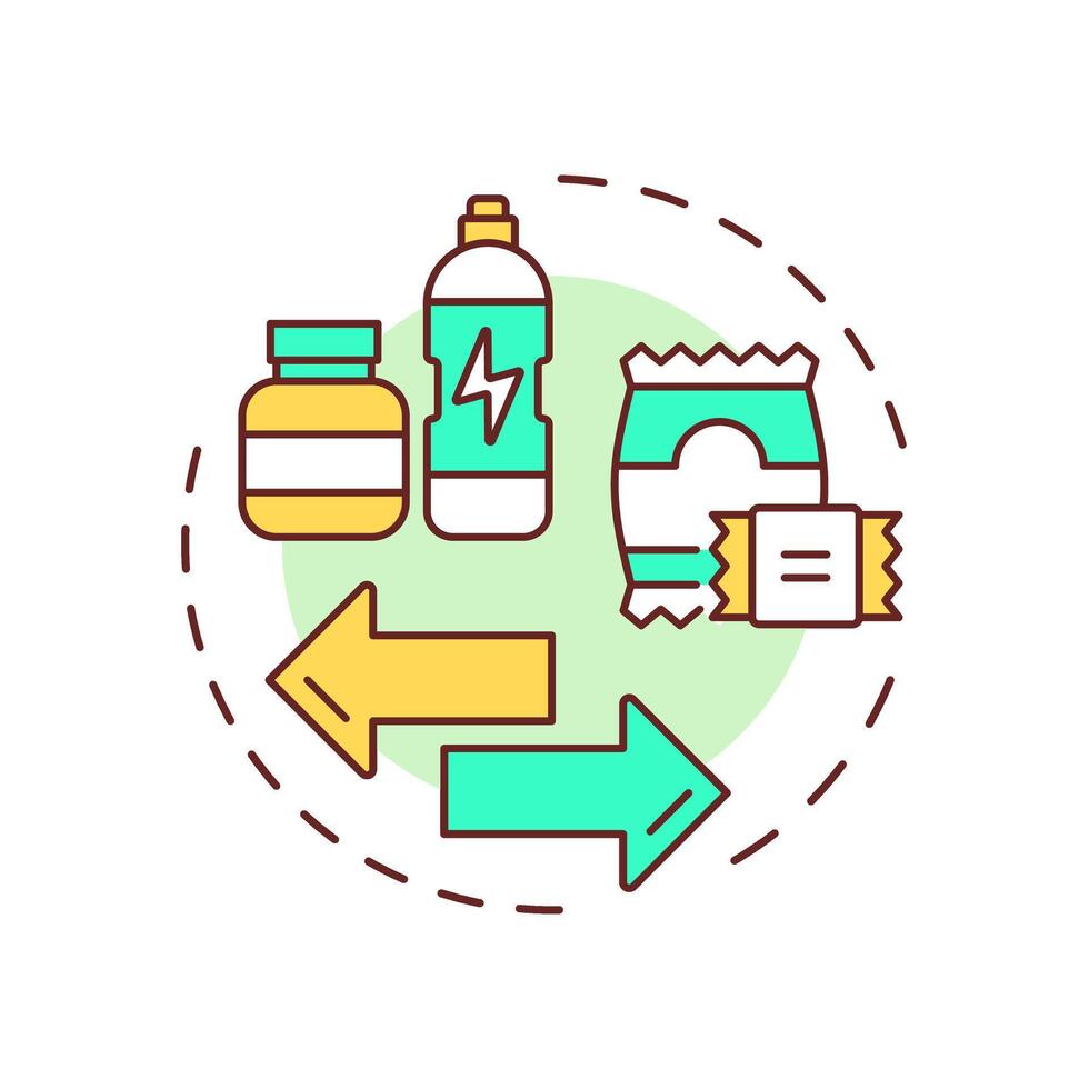 Meal replacement multi color concept icon. Healthy food, products. Health care. Round shape line illustration. Abstract idea. Graphic design. Easy to use in infographic, presentation vector